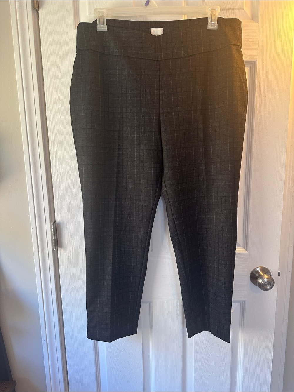Zac & Rachel Charcoal Plaid Cropped Dress Pants
